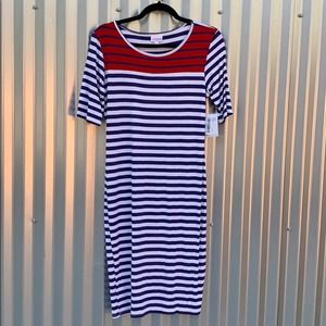NWT Lularoe Julia Red White Blue Dress Small